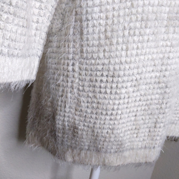 XOXO Ivory Fuzzy Cardigan Sweater Women’s | Open Front Cozy Layering Top - Picture 5 of 10